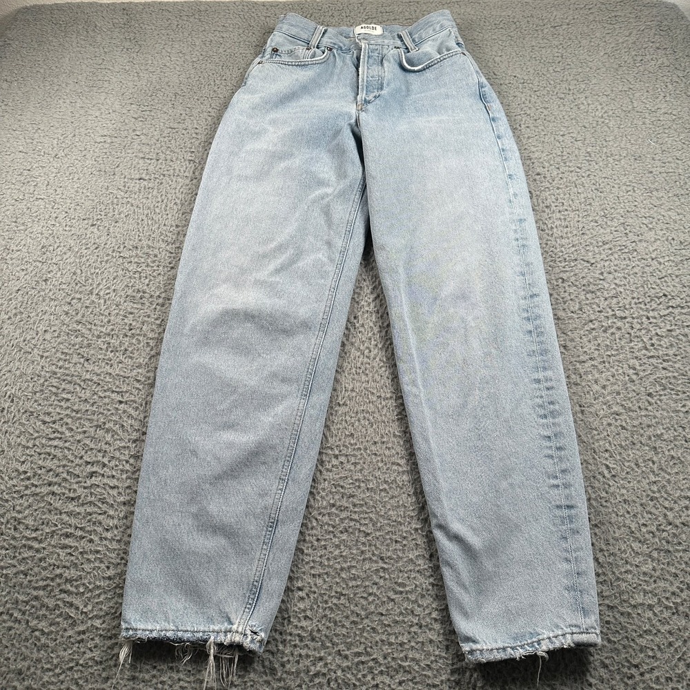 AGOLDE Women's Light Wash 24 Tapered‎ Jeans Organic Cotton Button Fly
